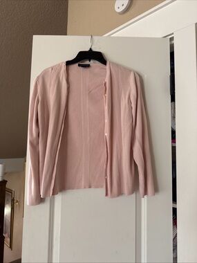Ann Taylor Silk Ribbed Top in Pale Pink